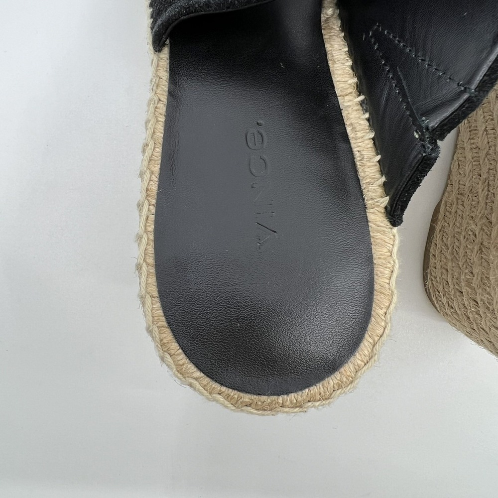 NEW Vince Garlin Black Suede Espadrille Wedge Sandals Square Toe‎ 8.5 Spain - Picture 7 of 12